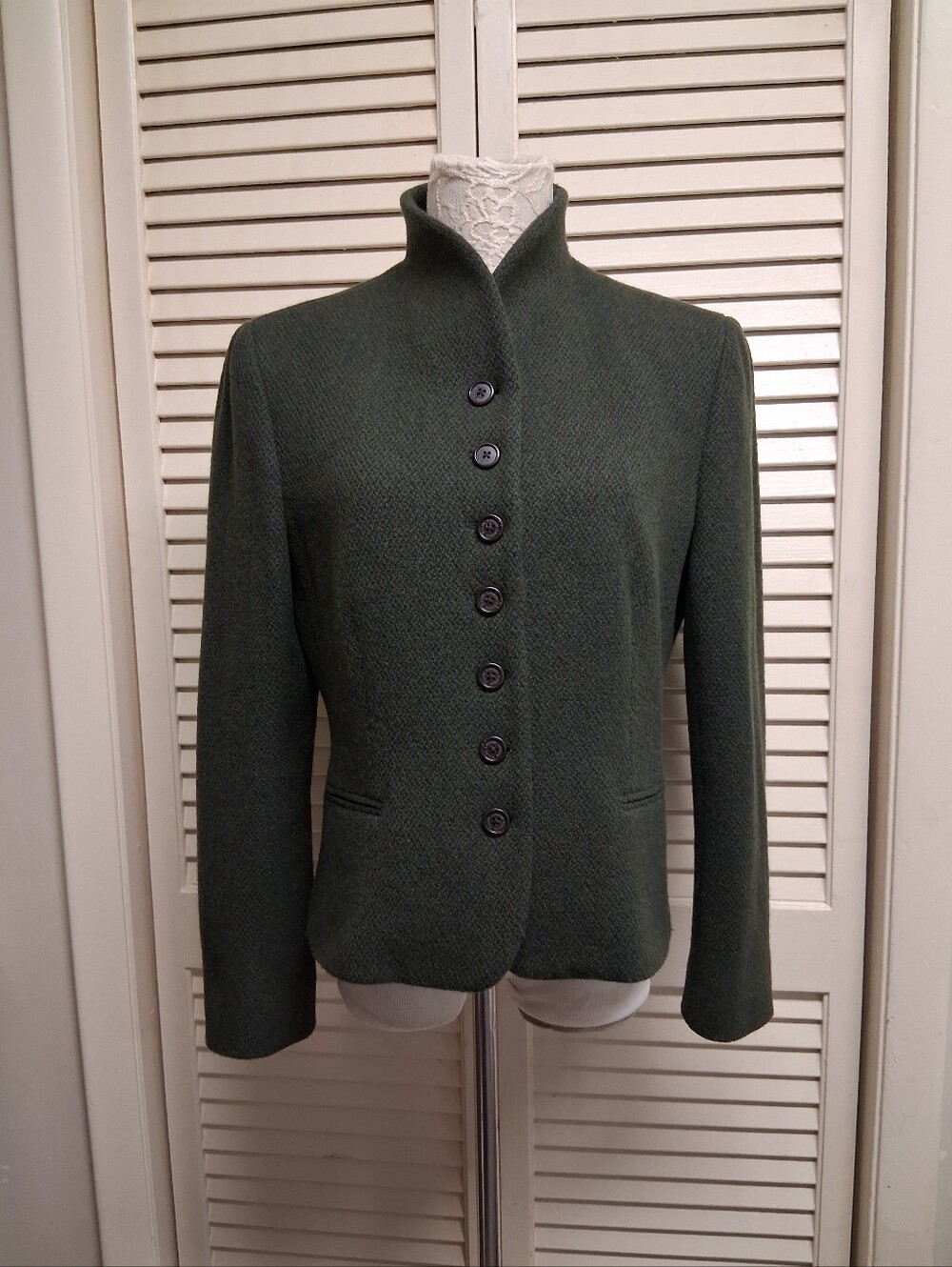 Vintage Ralph Lauren Lauren Dark Forest Green Textured Jacket - Picture 16 of 16